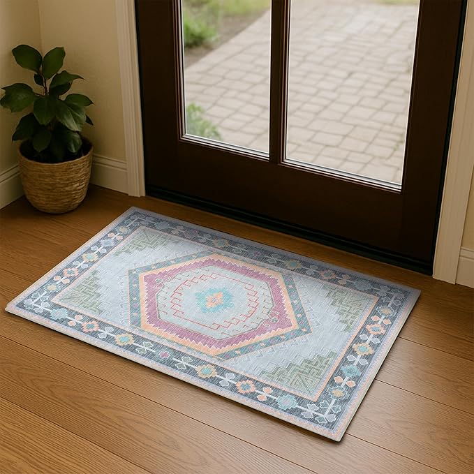Oushak Rug, Turkish Vintage Floral Pastel Large Oversized Area Rugs for Living Room Dining Bedroom Kitchen Bathroom Nursery Runner Rugs (856GP, 2' x 3')