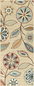 Maples Rugs Reggie Floral Runner Rug - Made in USA - Washable, Non Slip Indoor Carpet for Kitchen, Hallway, and Laundry Room, 2' x 5', Beige