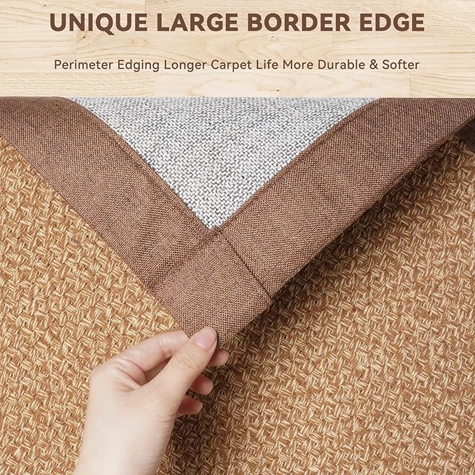 Washable Hallway Runner Rug 2x8 Jute Like Kitchen Runner Mat Rugs Non Slip, Woven Soft Entryway Farmhouse Runner Boho Floor Carpet for Indoor Laundry Hall Backdoor Bedroom Living Room, Brown