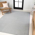 JONATHAN Y Hallie High-Low Curve Light Blue/Cream 8x10 Indoor/Outdoor Area Rug, Minimalist Geometric, Pet Friendly, for Patio, Backyard, Living Room, Bedroom, Office, Hose-Washable (SCN100E-8)