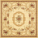 Rugs.com Chateau Collection Rug – 10 Ft Square Cream Medium Rug Perfect for Living Rooms, Kitchens, Entryways
