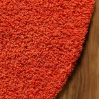 Unique Loom Solid Shag Collection Area Rug (5' 3" Round, Tiger Orange)