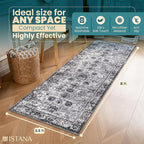 Istana Hallway Runner Rug 2.5x8 - Dark Grey Kitchen Rugs Non Slip Washable -Silk's Soft Touch Carpet Runner - Stylish Rugs for Home