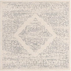 Unique Loom Isabella Collection Area Rug - Rossellini (5' Square, White/ Black)