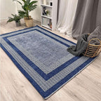 Alfa Rich 4x6 Navy Blue Washable Area Rugs for Living Room Bedroom Kitchen Cotton Pet Friendly Rug