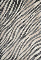 Abani Terra Area Rug for Living Room, Bedroom - Zebra Pattern - Black Cream - 2' x 3' - Durable & Easy to Clean