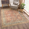Bloom Rugs Washable Non-Slip 2' x 3' Rug - Terracotta/Mustard Traditional Oriental Area Rug for Living Room, Bedroom, Dining Room, and Kitchen - Exact Size: 2' x 3'