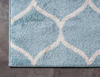 Rugs.com Lattice Frieze Collection Rug – 10' x 14' Light Blue Medium Rug Perfect for Living Rooms, Large Dining Rooms, Open Floorplans