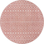 Unique Loom Outdoor Trellis Collection Area Rug - Tribal Trellis (10' 8" Round, Rust Red/ Ivory)