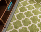 Rugs.com Lattice Collection Rug – 10 Ft Runner Light Green Medium Rug Perfect for Hallways, Entryways