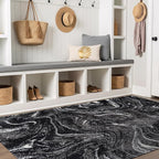 Rugshop Abstract Marble Shag Area Rug Anthracite Dark Gray 5' x 7' Great for Bedrooms, Living Rooms, or Under Coffee Tables