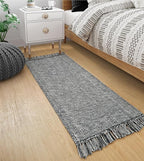 Collive Hallway Runner Rug, 2' x 5' Soft Washable Kitchen Runner Rug, Grey Contemporary Modern Laundry Room Rugs Indoor Hand-Woven Cotton Carpet for Bedroom Entryway Front Door Farmhouse