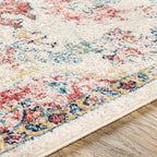 Livabliss Area Rugs - 5x7 Odelia Vintage Boho Red Off-White Blue Area Rug for Living Room Bedroom - Floral Medallion Stain Resistant Carpet for Kitchen, Nursery, Office (5'3" x 7'3")