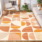 MUJOO 5x7 Area Rugs Boho,Washable Rugs for Living Room Bedroom Dining Room,Large Throw Floor Carpet Non Slip Soft Modern Abstract Bohemian Orange
