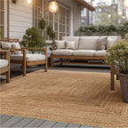 Bedsure 8x10 Printed Jute Rug for Living Room, Machine Washable Rugs, Jute-Look Rug, Non-Slip Backing, Non-Shedding