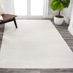 Eyely UES100T-14 Supersoft Haze Solid Low-Pile Indoor Area Rug, Coastal, Bohemian, Minimalist, Classic, Casual for Bedroom,Kitchen,Living Room,Non Shedding,Easy-Washing, Cream, 10 X 14