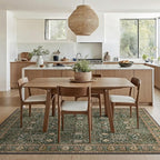 Bavni Area Rugs 6x9- Washable Rug Lightweight Non-Slip, Ultra Thin Low Pile Living Room Rug, Modern Printed Vintage Rugs for Dinning Room Office, Dark Green/Multi