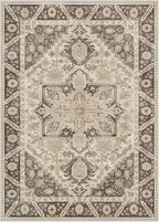 5x7 Area Rug Machine Washable Boho Rug for Living Room,Ultra-Thin Low Pile Carpet,Lightweight Indoor Printed Rug,Non Slip Floral Area Rug for Bedroom, Dining Room, Home Office,Brown