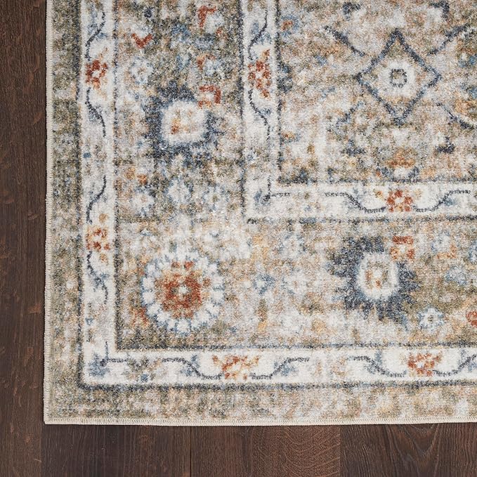 Nourison Home Astra Machine Washable Gold Grey 5'3" x 7' Area Rug - Easy Clean, Non Shedding, Bed Room, Living Room, Dining Room, Kitchen (5' x 7')