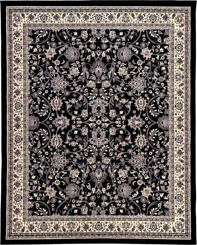 Unique Loom Sialk Hill Collection Area Rug - Washington (8' x 10' Rectangle Black/Gray)