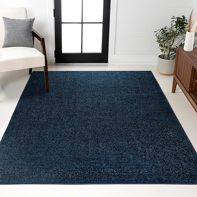 JONATHAN Y Haze Solid Low-Pile Navy Indoor Area Rug 5x8, Coastal,Bohemian,Minimalist,Classic, Easy-Cleaning for Living Room,Bedroom,Kitchen,Pet Friendly,Non-Shedding (SEU100C-5)