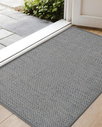 Color&Geometry Ultra-Thin Indoor Door Mat, 24"x36" Low-Profile Non-Slip Entryway Rug with Modern Geometric Texture, Washable Doormat for Indoor Entrance, Front Door, Light Grey (Rolled-up NO Creases)