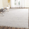 SAFAVIEH Rag Rug Collection Area Rug - 8' Square, Ivory & Multi, Handmade Boho Stripe Cotton, Ideal for High Traffic Areas in Living Room, Bedroom (RAR121G)