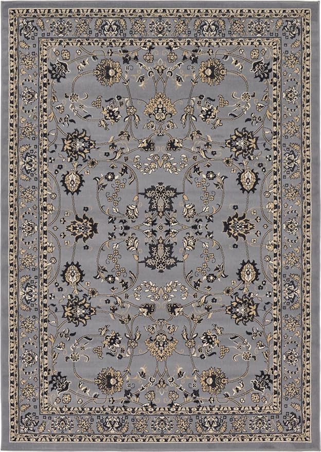 Unique Loom Sialk Hill Collection Area Rug - Washington (7' 1" x 10' Rectangle Gray/Black)