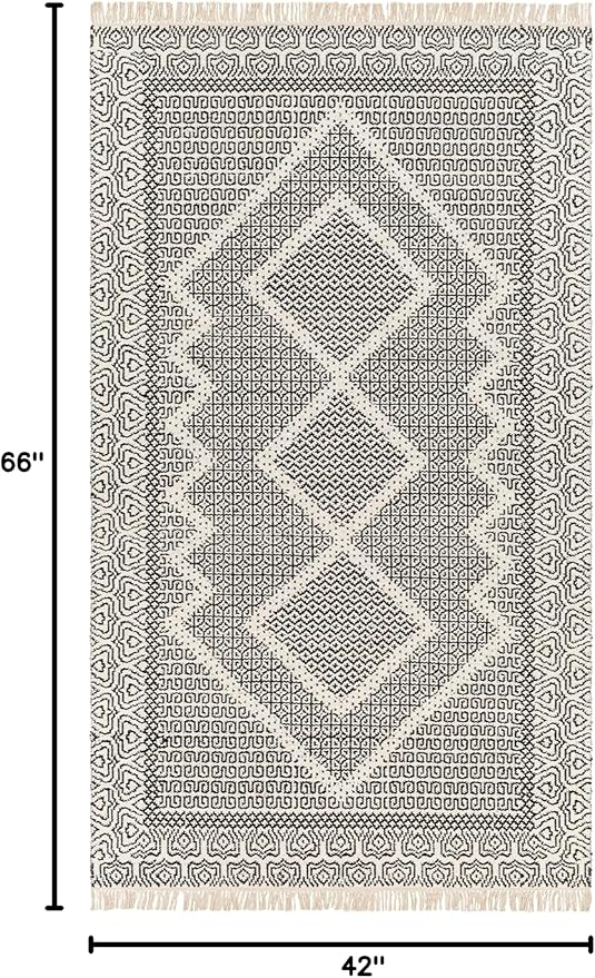 Mark&Day Wool Rugs, 4x6 Nishnabotny Cottage Dark Gray Area Rug, Grey Beige Carpet for Living Room, Bedroom or Kitchen (3'6" x 5'6")