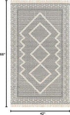 Mark&Day Wool Rugs, 4x6 Nishnabotny Cottage Dark Gray Area Rug, Grey Beige Carpet for Living Room, Bedroom or Kitchen (3'6" x 5'6")