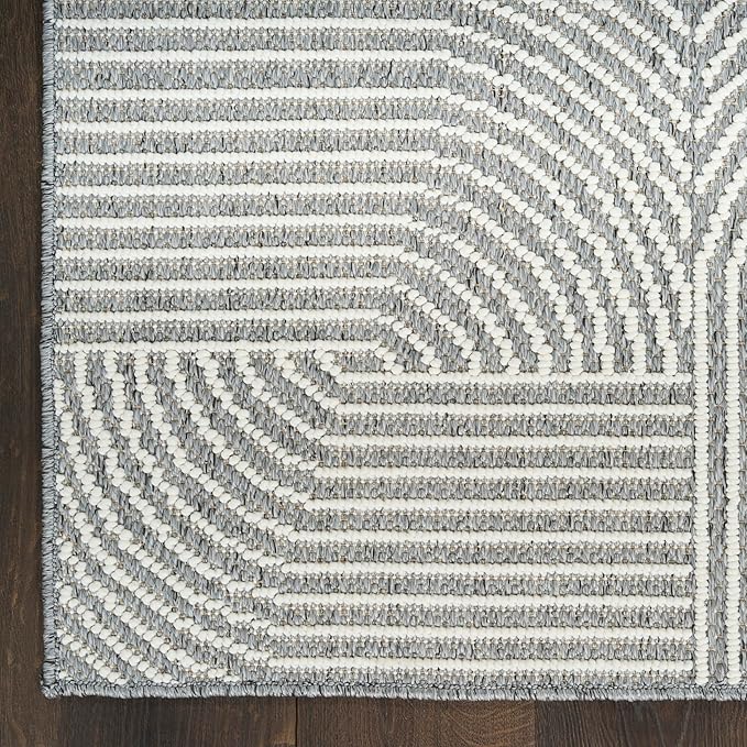 Nourison Home Textured Home Charcoal Ivory 7'10" x 9'10" Area Rug - Easy Cleaning, Non Shedding, Bed Room, Living Room, Dining Room, Kitchen (8' x 10')