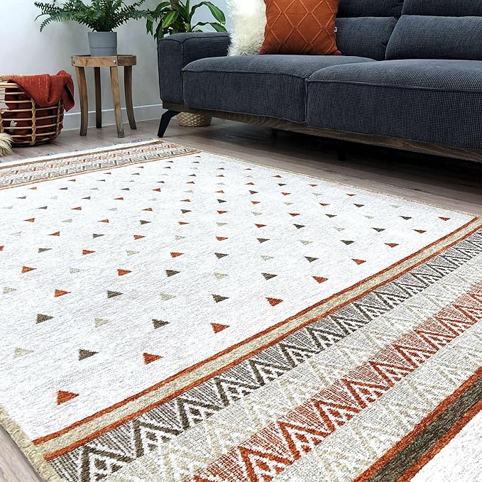 Alfa Rich 5x8 Beige Terracotta Washable Area Rugs for Living Room Kitchen Bedroom Decor Rug