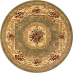 Rugs.com Chateau Collection Rug - 5 Ft Round Green Medium Pile Rug