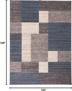 Rugshop Contemporary Blue Geometric Boxes Non-Slip Area Rug Non-Shedding for Living Room, Dining Room and Office, 10' x 14'