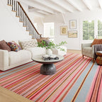 Dash & Albert Jamaica Stripe Multi Machine Washable Rug, 6 X 9 Feet, Blue/White Stripe Pattern