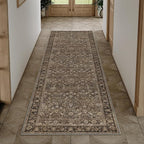 HUGEAR 2x5 Runner Rug Machine Washable Brown Hallway Area Rugs Indoor Accent Rugs Floral Low Pile Carpet Distressed Throw Rug Bedroom Living Room Office Dining Kitchen Laundry Non Slip