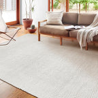 Savi Home Handwoven Wool Cotton Blend Area Rug 4x6', Textured Popcorn Braided Ivory Rug, Soft Thick Farmhouse Contemporary Living Room Carpet, Neutral Modern Decorative Floor Rug