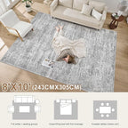 Area Rug Living Room Rugs - 8x10 Abstract Large Soft Indoor Washable Rug Neutral Modern Low Pile Carpet for Bedroom Dining Room Farmhouse Home Office - Vintage Grey