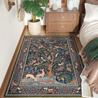 Rugcomf Area Rugs 4x6 Vibrant Tree of Life-Patterned Vintage Washable Rugs Non Slip Low Pile Small Carpet for Bedroom Bedside Kids Room Office Dining Room, Green