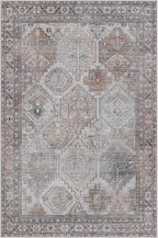 Bavni 2x3 Entryway Rug Bathroom Rugs for Front Door Bedroom Bathroom Kitchen, Washable Vintage Print Carpet, Ultra-Thin Chenille Lightweight Rug with Non Slip Backing, Retro Grey