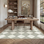 3x5 Checkered Area Rug Grey Machine Washable Small Rug Non-Slip Stain Resistant Low Pile Boho Accent Indoor Throw Carpet for Entryway Office Bedroom Dining Living Room