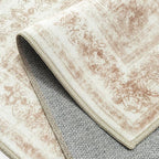 Runner Rug 2x12 Cream Hallway Washable Beige Carpet Non Slip Vintage Medallion Beige Carpet Low Pile Soft Distressed Retro Indoor Long Rug for Entryway Kitchen Bathroom Laundry Bedroom