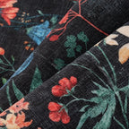 Floral Runner Rug 2x5 Washable Hallway Long Black Bedroom Carpet Non Slip Indoor Boho Kitchen Low Pile Accent Rug Lightweight Soft for Bathroom Dining Laundry Living Room