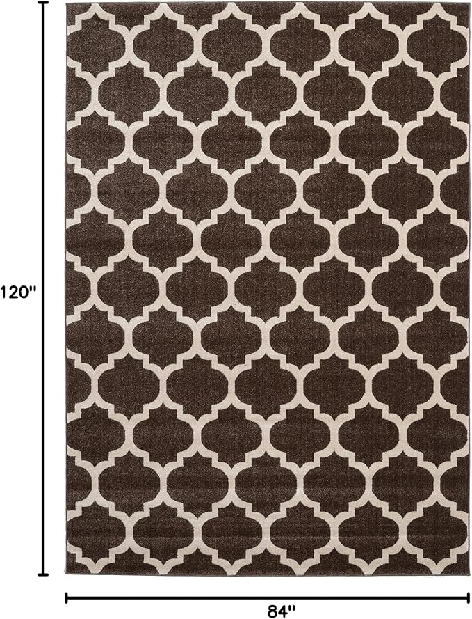 Rugs.com Lattice Collection Rug – 7' x 10' Chocolate Brown Medium Rug Perfect for Bedrooms, Dining Rooms, Living Rooms