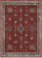 RUGGABLE Washable Vintage Area Rug – Verena Amber Red 10x14, Stain-Resistant, Non-Slip – Large Machine Washable Rugs for Living Room, Bedroom, Hallway, Entryway & Office–with Cushioned Pad
