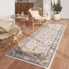 Rugcomf Runner Rug 2x6 Vibrant Tree of Life-Patterned Vintage Kitchen Rugs Non Slip Washable Soft Carpet Runner for Laundry Bedroom Bathroom, Beige