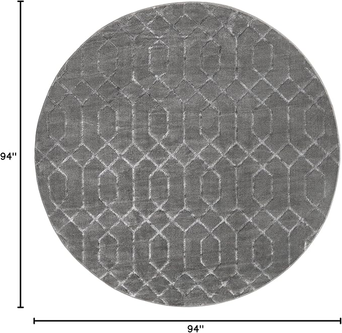 Unique Loom Marilyn Monroe Glam Collection Area Rug - Trellis (7' 10" Round, Gray Silver/ Silver)