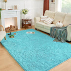 Andency Blue Soft Area Rugs for Living Room Bedroom, 5x8 Fluffy Shaggy Bedside Rug, Non-Slip Large Shag Fuzzy Plush Carpets for Bedroom Kids Dorm Nursery Home Decor Aesthetic