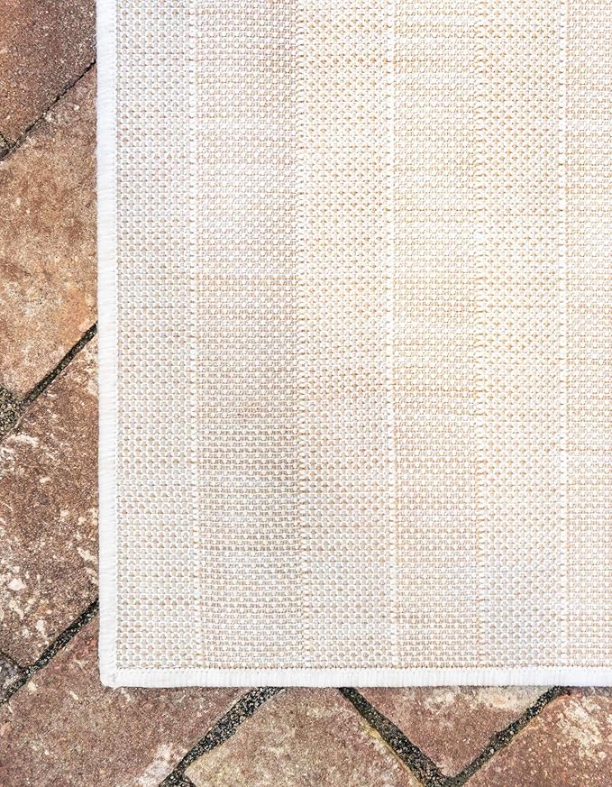 Unique Loom Outdoor Striped Collection Area Rug - Striped (9' x 12' Rectangle, Taupe/Ivory)