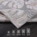 CAMILSON Indoor Outdoor Rug, Beige 10’x14’ Leaf Tropical Botanical Area Rugs for Indoor and Outdoor patios, Easy-Cleaning Non-Shedding Living Room, Garden and Kitchen Washable Outside Carpet (10x14)